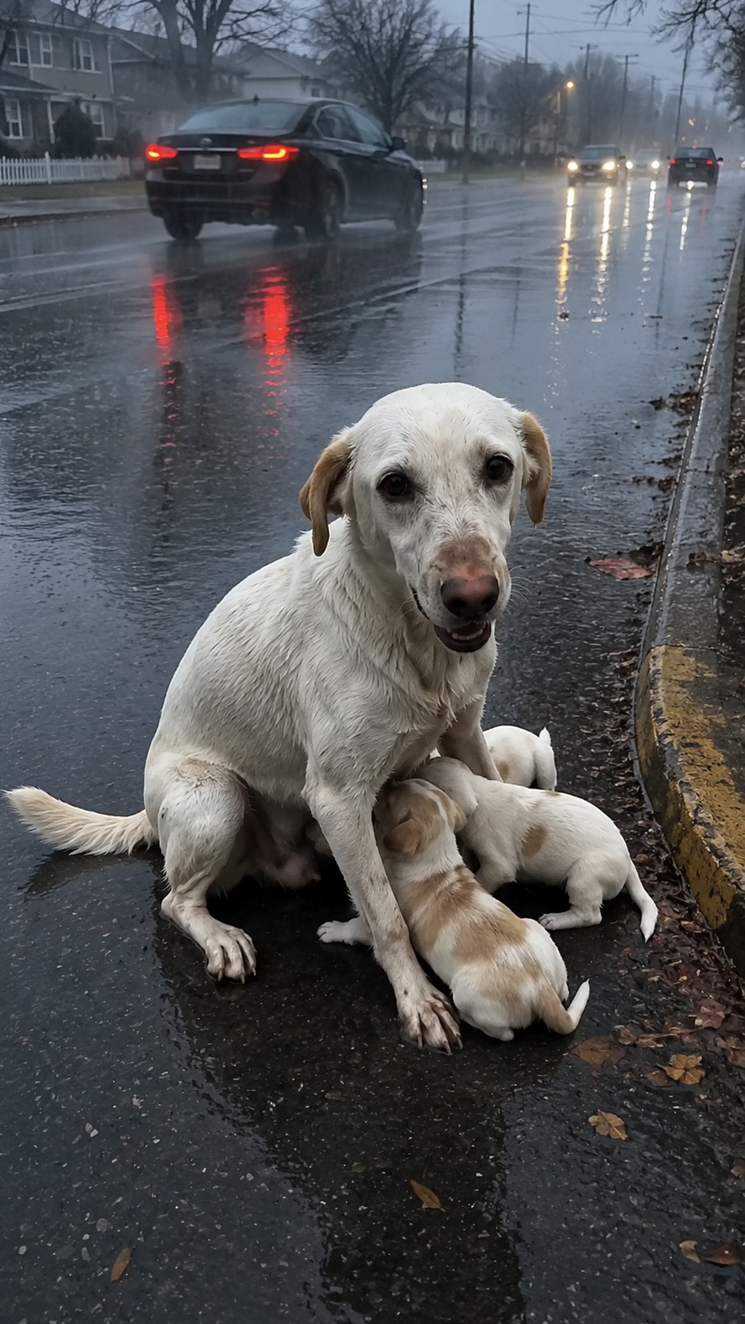 Starving Mother Dog Shares Her Last Meal with Puppies in Desperate Act