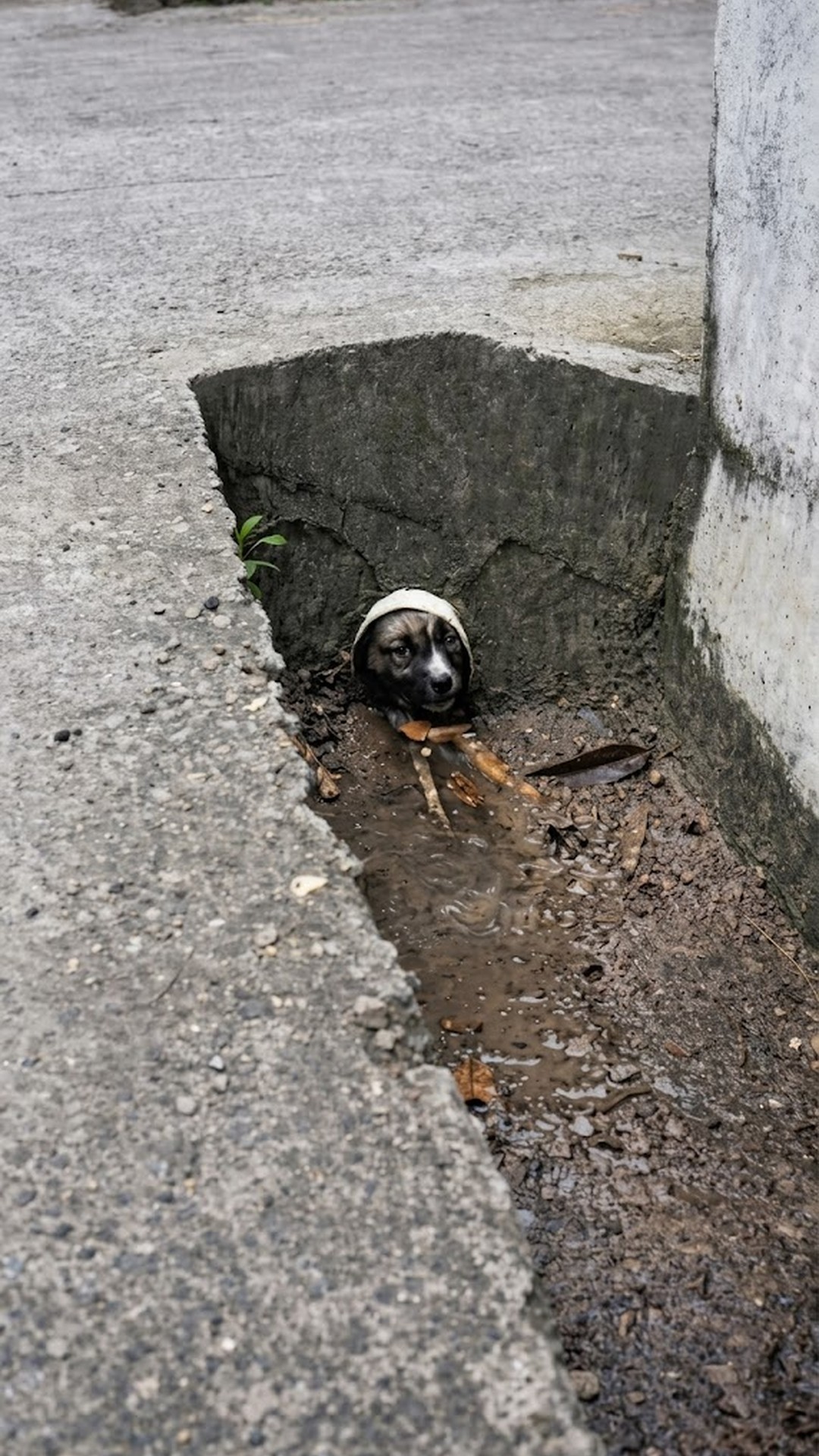 Rescue Team Finds Four Puppies Trapped in a Water Pipe