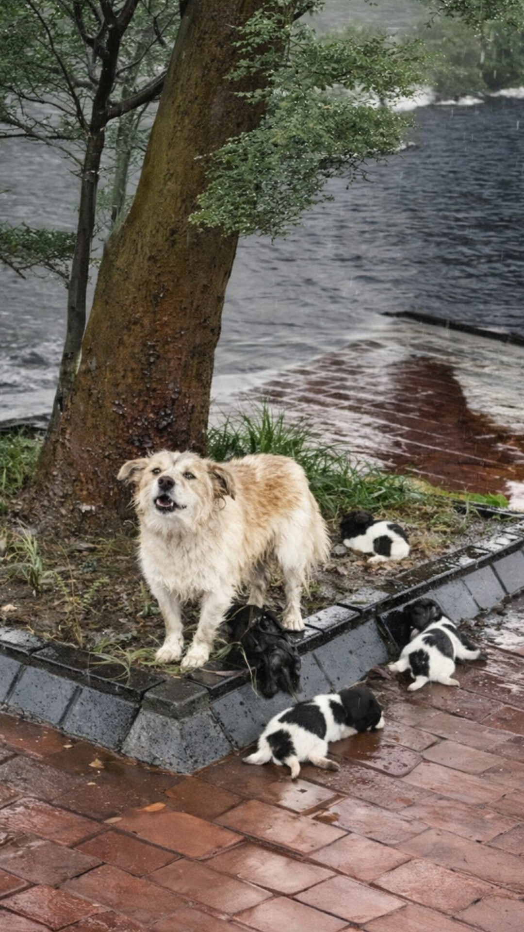 Overcoming Stormy Nights Yuan and Her Puppies Find Safety and Joy