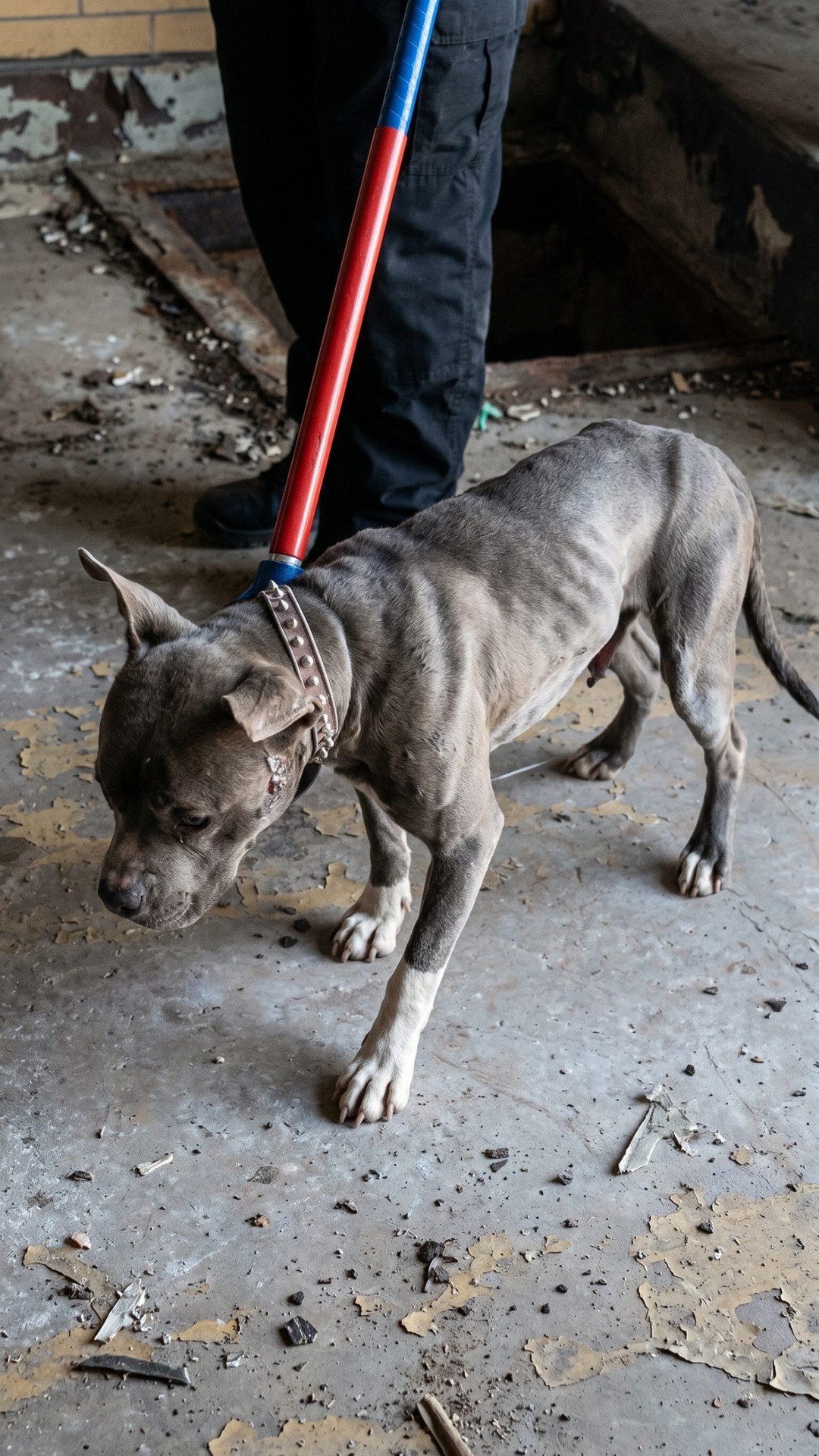 Rescuers Find Emaciated Pit Bull Trapped in an Abandoned Firehouse